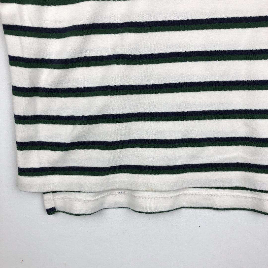 Ralph Lauren POLO by Ralph Lauren Multi-border short sleeve striped polo shirt Men's XL size cotton white type Vintage Second Hand