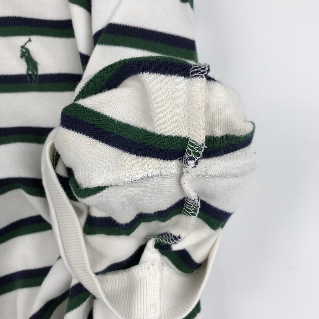 Ralph Lauren POLO by Ralph Lauren Multi-border short sleeve striped polo shirt Men's XL size cotton white type Vintage Second Hand