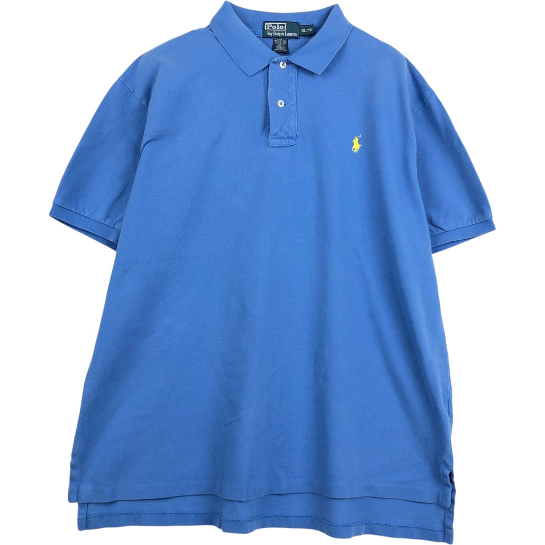 Ralph Lauren POLO by Ralph Lauren short sleeve polo shirt, men's XL size cotton Blue type light blue Vintage Second Hand