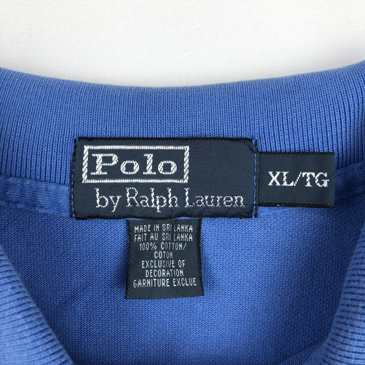 Ralph Lauren POLO by Ralph Lauren short sleeve polo shirt, men's XL size cotton Blue type light blue Vintage Second Hand