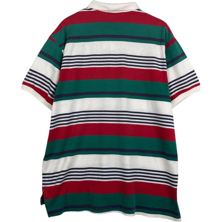 Ralph Lauren POLO by Ralph Lauren Multi-stripe Short-Sleeve Polo Shirt, Made in USA, Men's Size XL (approx.) cotton green type Vintage Second Hand