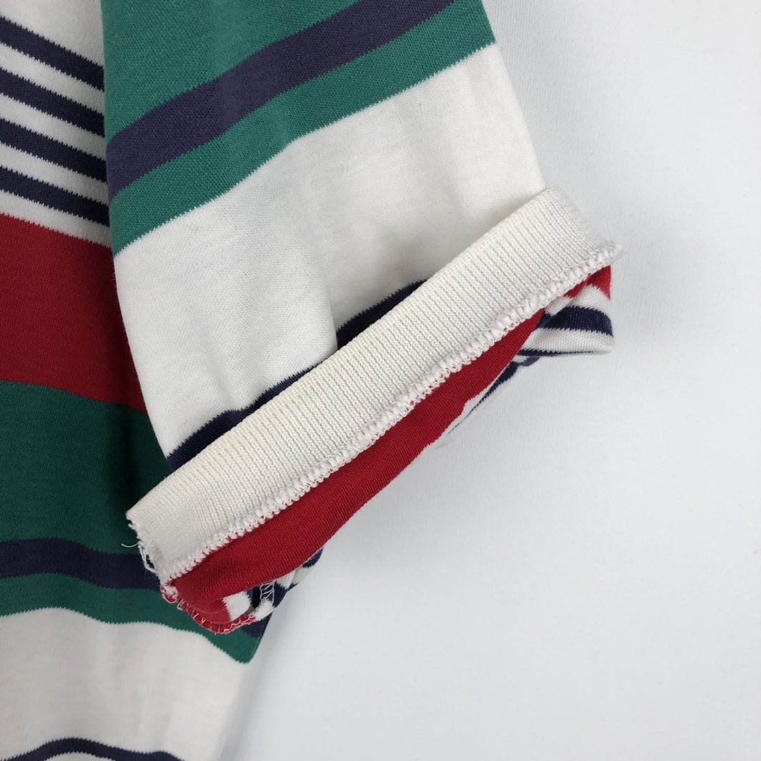 Ralph Lauren POLO by Ralph Lauren Multi-stripe Short-Sleeve Polo Shirt, Made in USA, Men's Size XL (approx.) cotton green type Vintage Second Hand