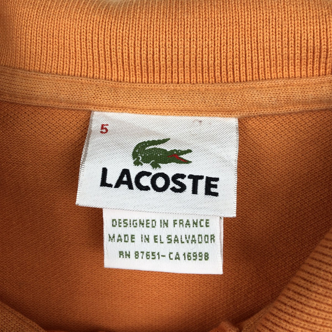 Lacoste LACOSTE French design short sleeve polo shirt size 5, men's L size cotton orange type Vintage Second Hand