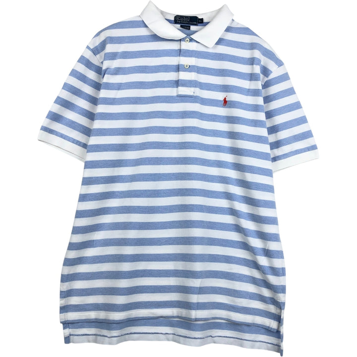 Ralph Lauren POLO by Ralph Lauren short sleeve striped polo shirt, men's XL size cotton white type Vintage Second Hand