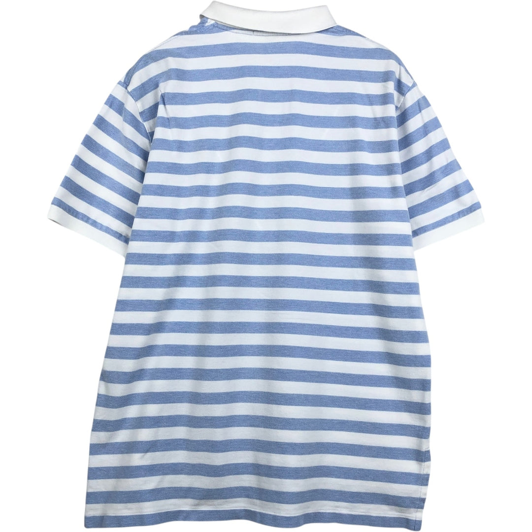 Ralph Lauren POLO by Ralph Lauren short sleeve striped polo shirt, men's XL size cotton white type Vintage Second Hand