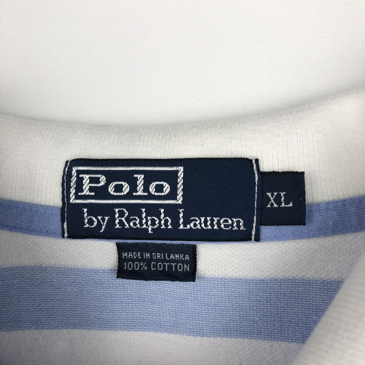 Ralph Lauren POLO by Ralph Lauren short sleeve striped polo shirt, men's XL size cotton white type Vintage Second Hand