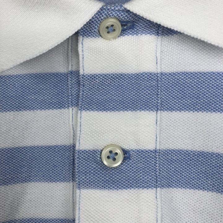 Ralph Lauren POLO by Ralph Lauren short sleeve striped polo shirt, men's XL size cotton white type Vintage Second Hand