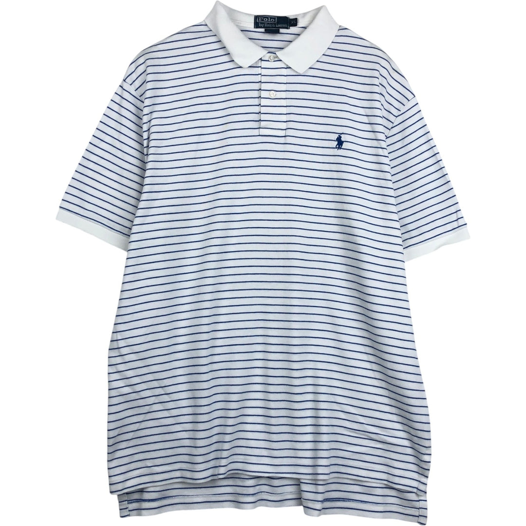 Ralph Lauren POLO by Ralph Lauren short sleeve striped polo shirt, men's XL size cotton white type Vintage Second Hand