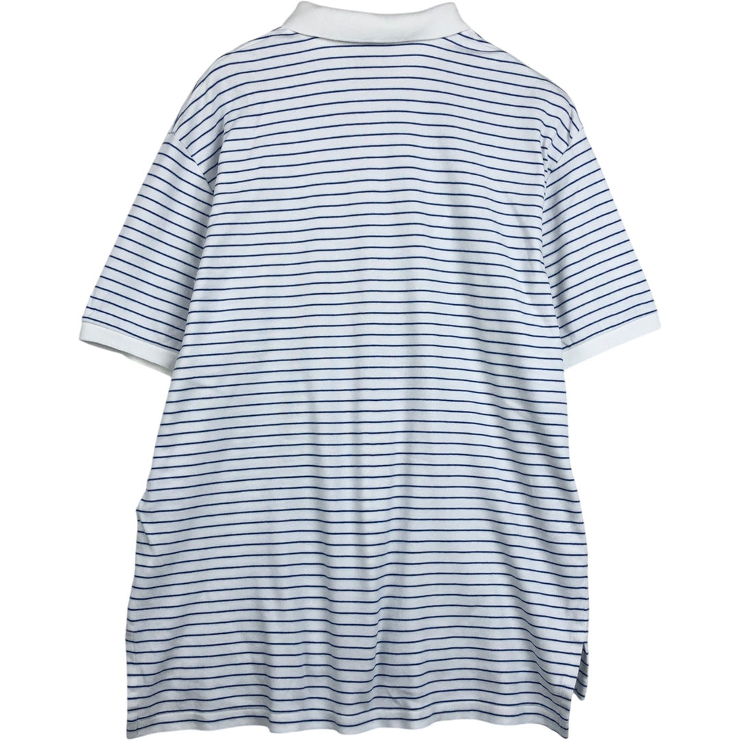 Ralph Lauren POLO by Ralph Lauren short sleeve striped polo shirt, men's XL size cotton white type Vintage Second Hand