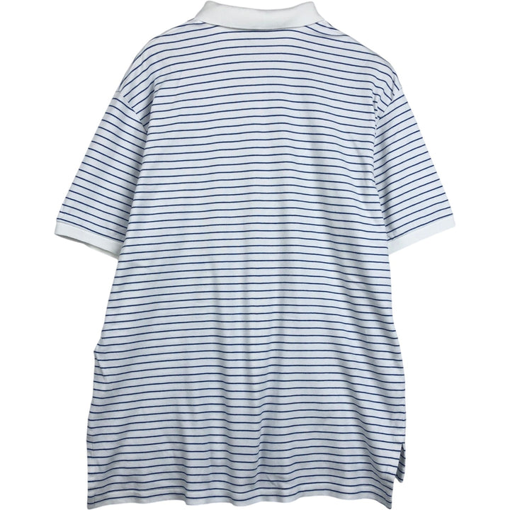 Ralph Lauren POLO by Ralph Lauren short sleeve striped polo shirt, men's XL size cotton white type Vintage Second Hand