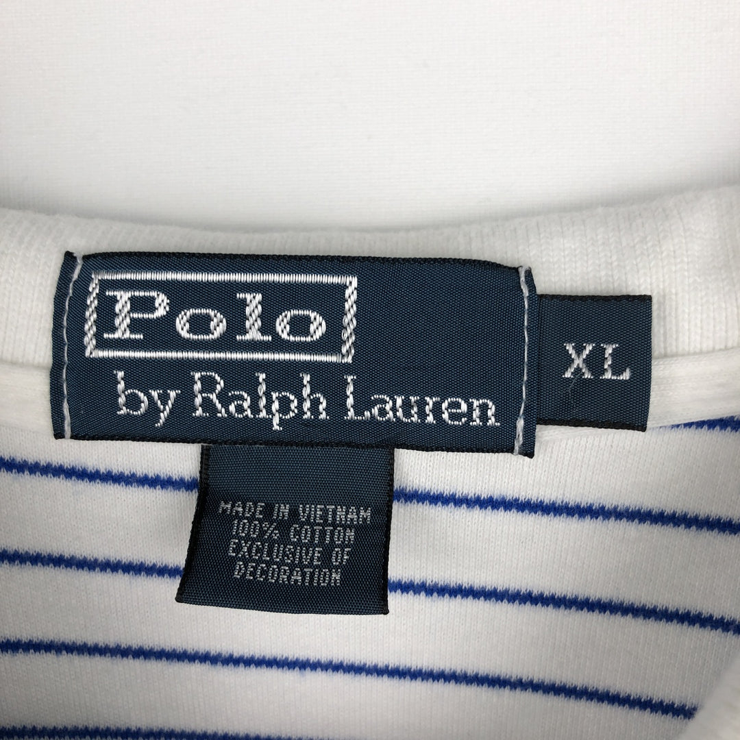 Ralph Lauren POLO by Ralph Lauren short sleeve striped polo shirt, men's XL size cotton white type Vintage Second Hand