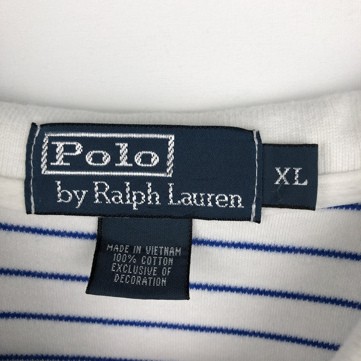 Ralph Lauren POLO by Ralph Lauren short sleeve striped polo shirt, men's XL size cotton white type Vintage Second Hand