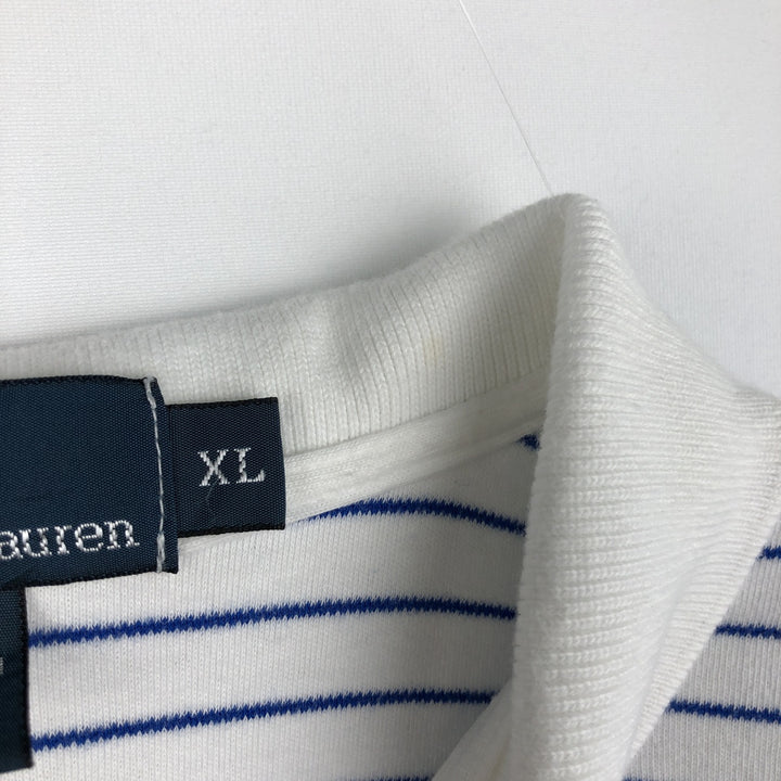 Ralph Lauren POLO by Ralph Lauren short sleeve striped polo shirt, men's XL size cotton white type Vintage Second Hand