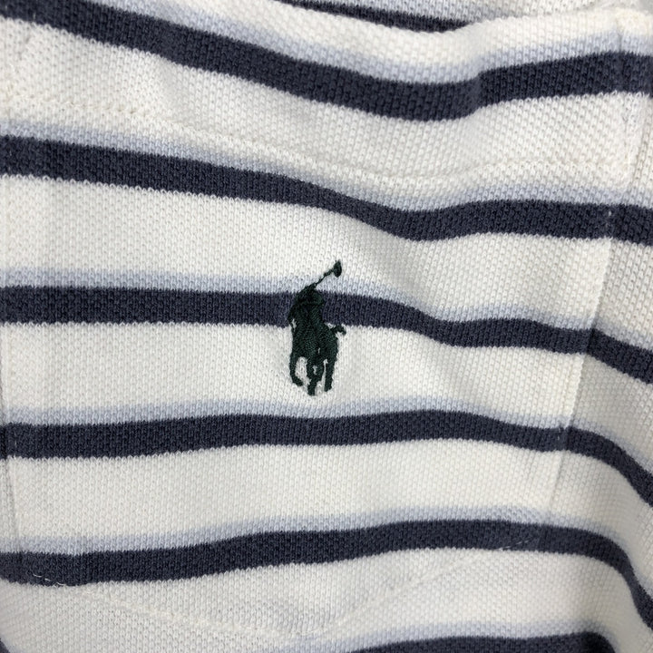 Ralph Lauren POLO by Ralph Lauren Multi-border short sleeve striped polo shirt Men's size L cotton white type Vintage Second Hand