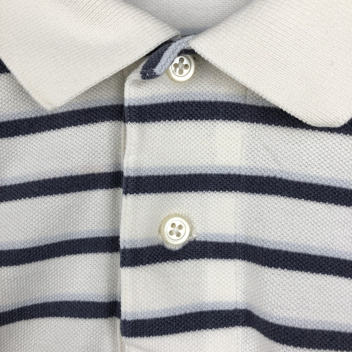 Ralph Lauren POLO by Ralph Lauren Multi-border short sleeve striped polo shirt Men's size L cotton white type Vintage Second Hand