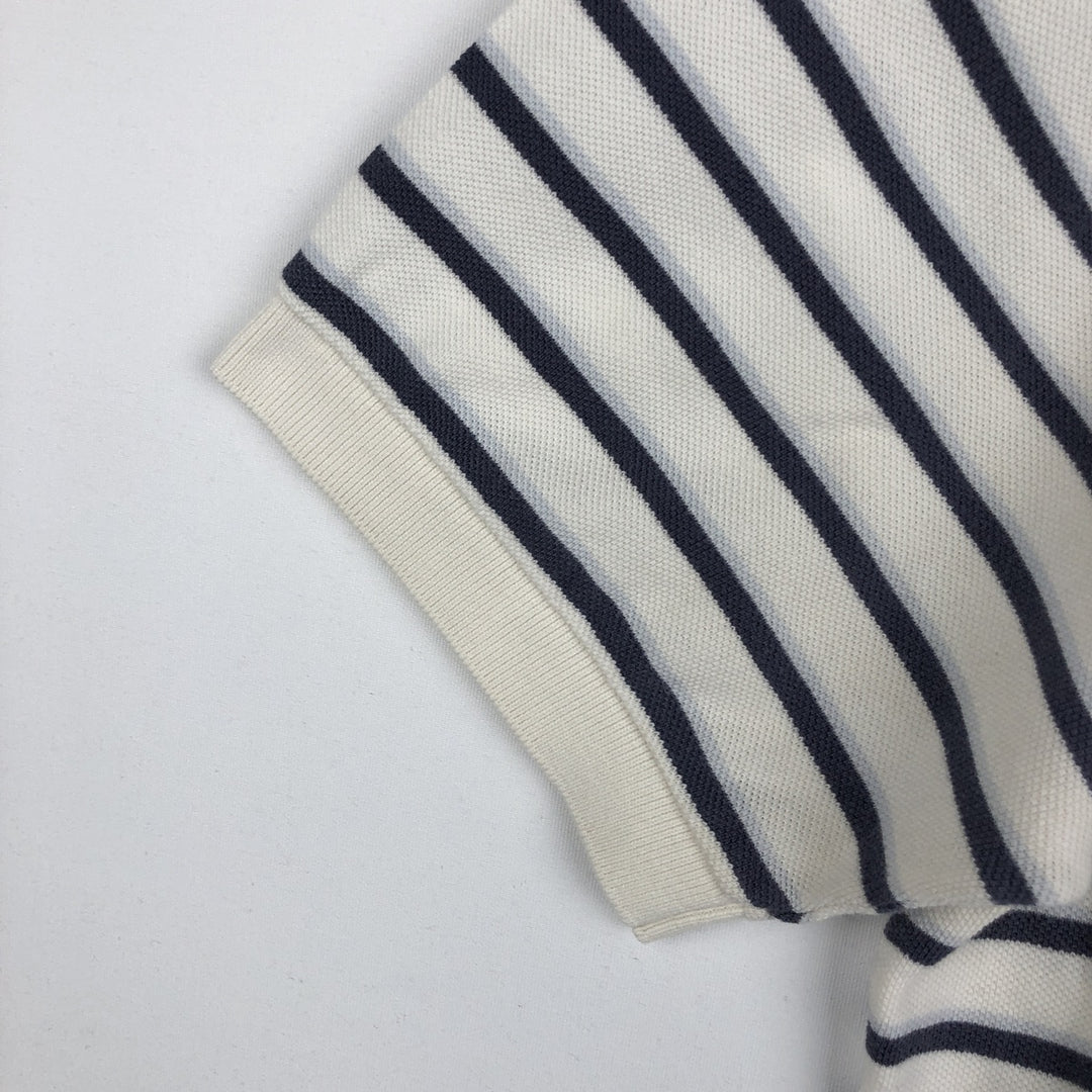 Ralph Lauren POLO by Ralph Lauren Multi-border short sleeve striped polo shirt Men's size L cotton white type Vintage Second Hand