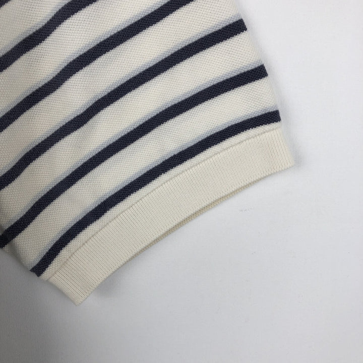 Ralph Lauren POLO by Ralph Lauren Multi-border short sleeve striped polo shirt Men's size L cotton white type Vintage Second Hand