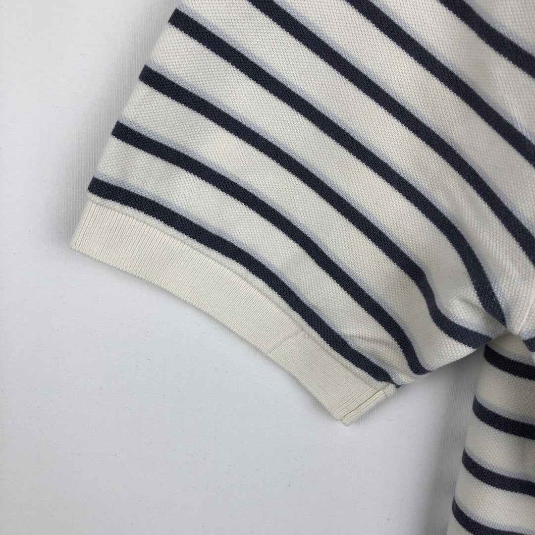Ralph Lauren POLO by Ralph Lauren Multi-border short sleeve striped polo shirt Men's size L cotton white type Vintage Second Hand