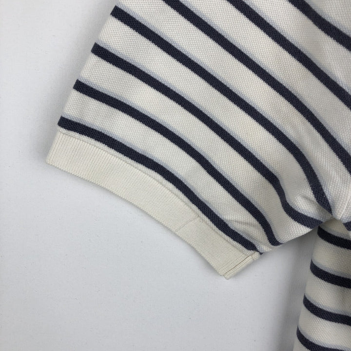 Ralph Lauren POLO by Ralph Lauren Multi-border short sleeve striped polo shirt Men's size L cotton white type Vintage Second Hand