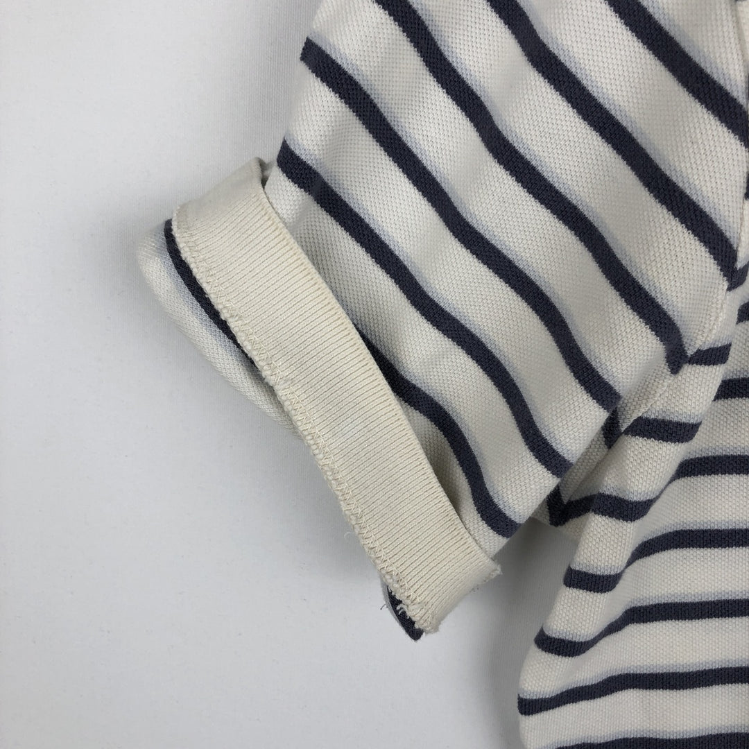 Ralph Lauren POLO by Ralph Lauren Multi-border short sleeve striped polo shirt Men's size L cotton white type Vintage Second Hand