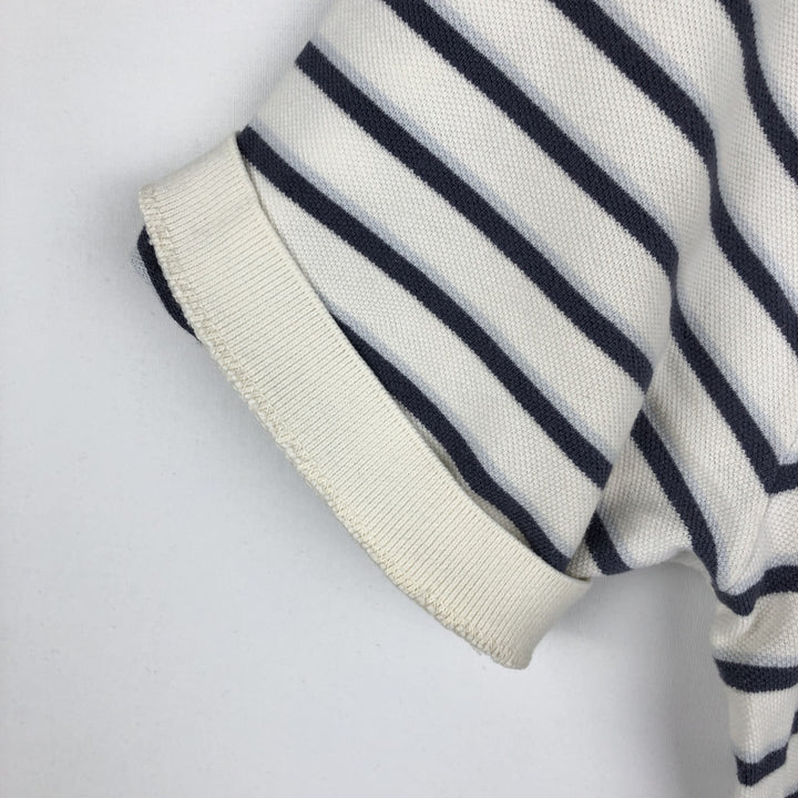 Ralph Lauren POLO by Ralph Lauren Multi-border short sleeve striped polo shirt Men's size L cotton white type Vintage Second Hand