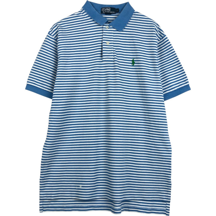 Ralph Lauren POLO by Ralph Lauren short sleeve striped polo shirt, men's size L cotton Blue type light blue Vintage Second Hand