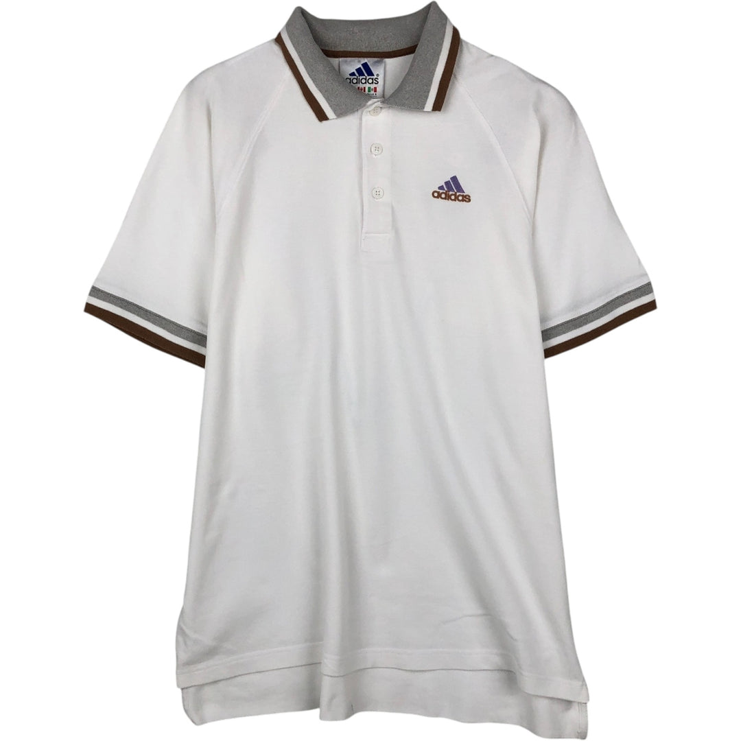 90'S Adidas short-sleeved polo shirt, men's size L equivalent, vintage. cotton white type Vintage Second Hand