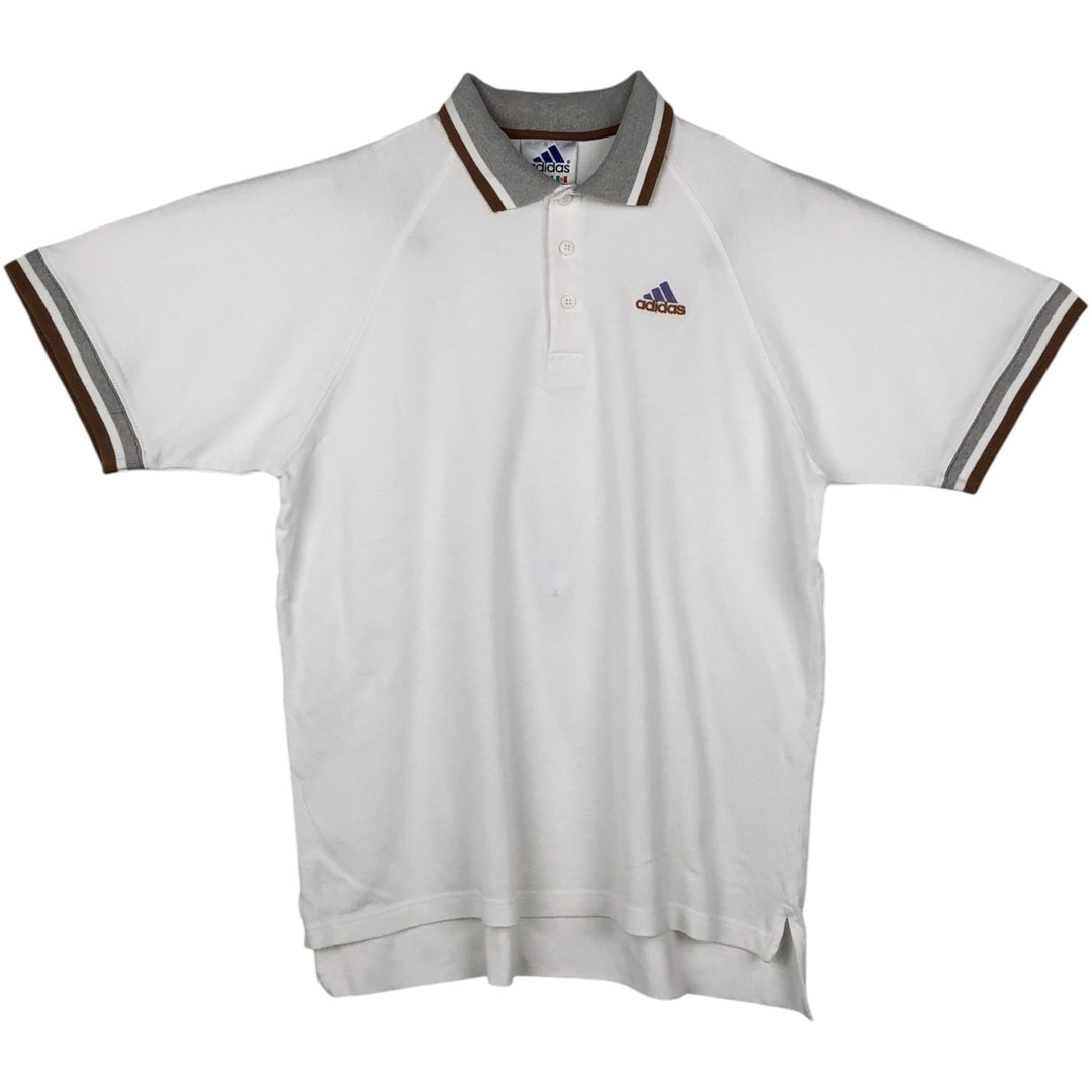 90'S Adidas short-sleeved polo shirt, men's size L equivalent, vintage. cotton white type Vintage Second Hand