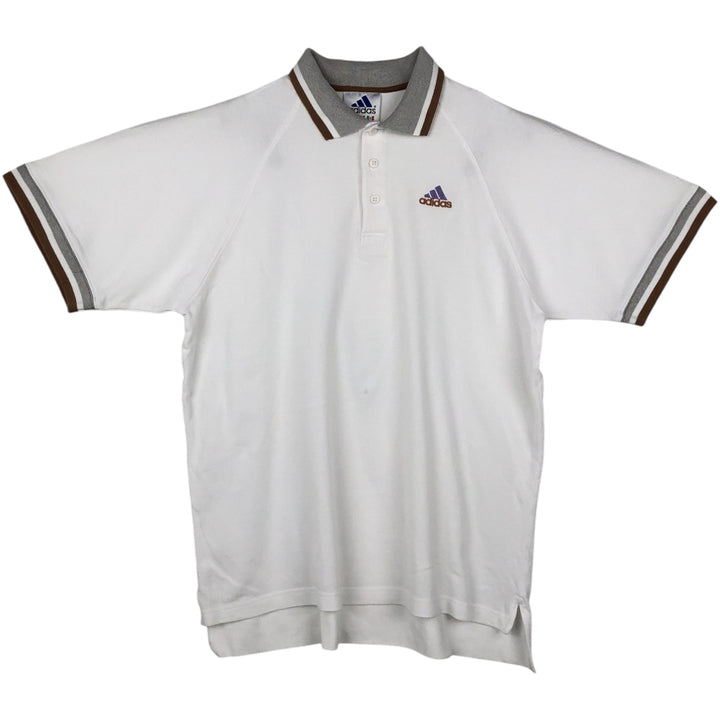 90'S Adidas short-sleeved polo shirt, men's size L equivalent, vintage. cotton white type Vintage Second Hand