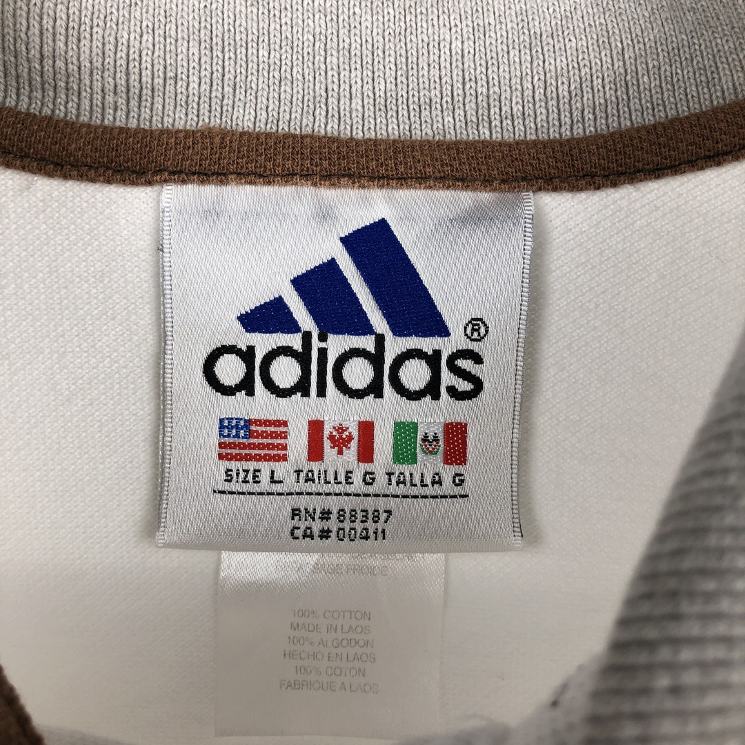 90'S Adidas short-sleeved polo shirt, men's size L equivalent, vintage. cotton white type Vintage Second Hand