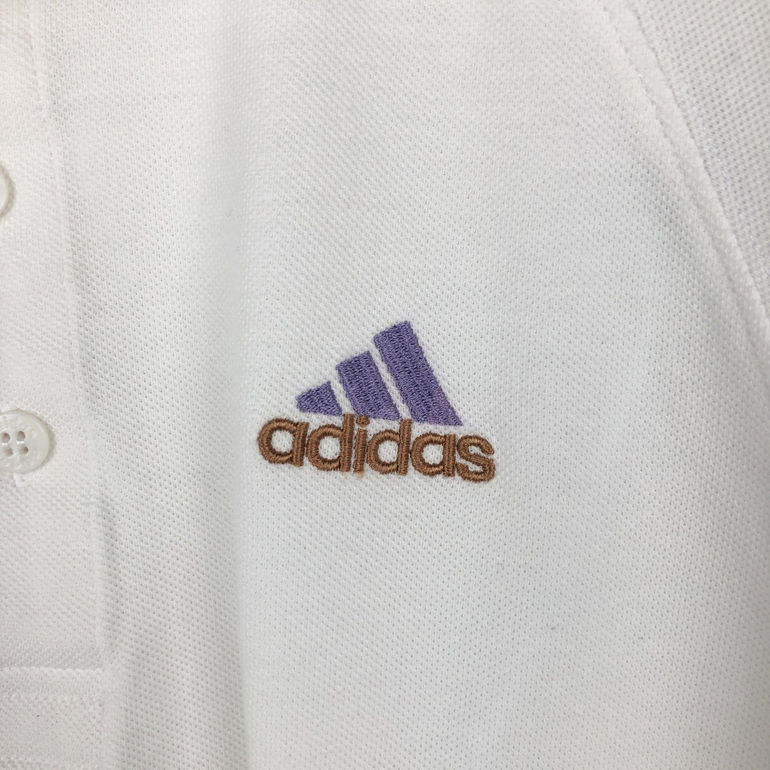 90'S Adidas short-sleeved polo shirt, men's size L equivalent, vintage. cotton white type Vintage Second Hand