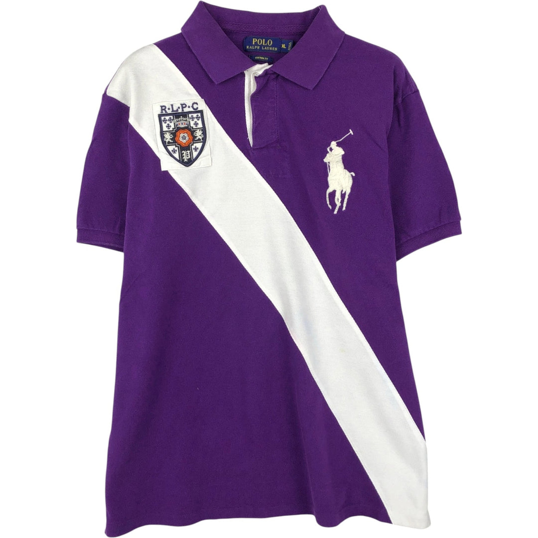 Ralph Lauren POLO RALPH LAUREN CUSTOM FIT Big Pony Short Sleeve Polo Shirt Men's XL cotton purple type Vintage Second Hand