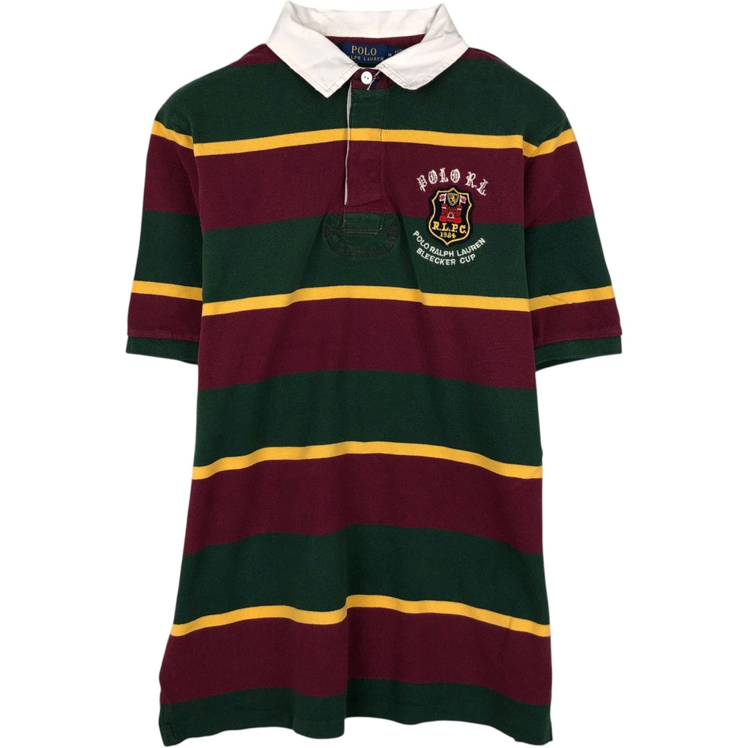 Ralph Lauren POLO RALPH LAUREN CLASSIC FIT Big Pony Multi-stripe Short-Sleeve Polo Shirt (Men's Size M) cotton green type Vintage Second Hand