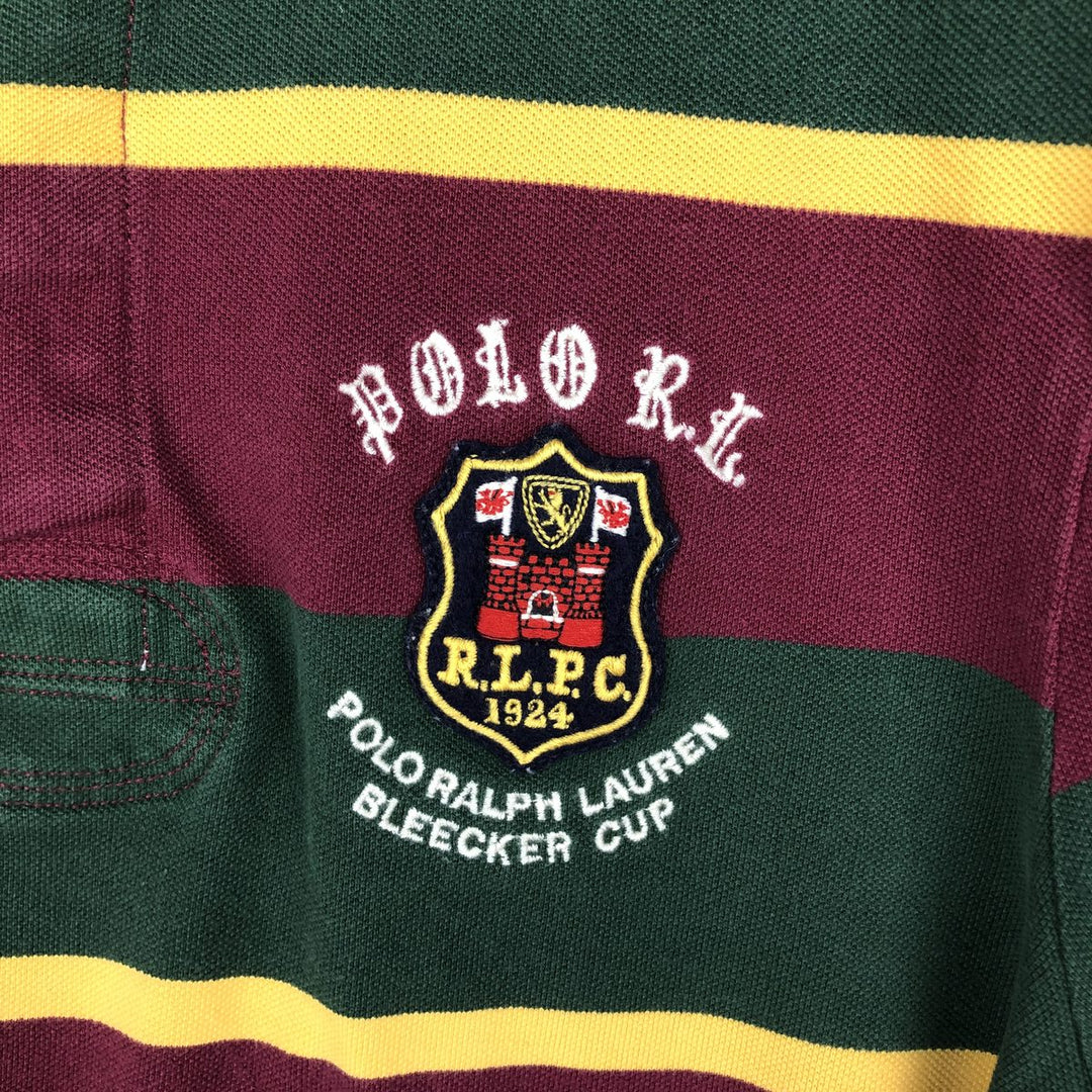 Ralph Lauren POLO RALPH LAUREN CLASSIC FIT Big Pony Multi-stripe Short-Sleeve Polo Shirt (Men's Size M) cotton green type Vintage Second Hand
