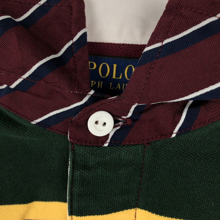 Ralph Lauren POLO RALPH LAUREN CLASSIC FIT Big Pony Multi-stripe Short-Sleeve Polo Shirt (Men's Size M) cotton green type Vintage Second Hand