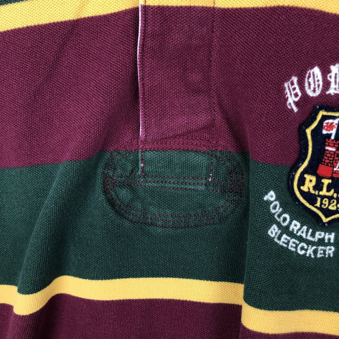 Ralph Lauren POLO RALPH LAUREN CLASSIC FIT Big Pony Multi-stripe Short-Sleeve Polo Shirt (Men's Size M) cotton green type Vintage Second Hand