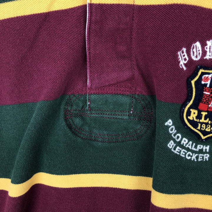 Ralph Lauren POLO RALPH LAUREN CLASSIC FIT Big Pony Multi-stripe Short-Sleeve Polo Shirt (Men's Size M) cotton green type Vintage Second Hand