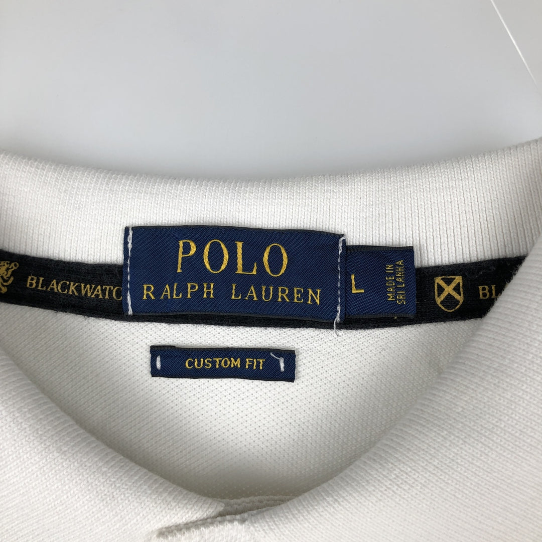 Ralph Lauren POLO RALPH LAUREN CUSTOM FIT Big Pony Short Sleeve Polo Shirt Men's L size cotton white type Vintage Second Hand