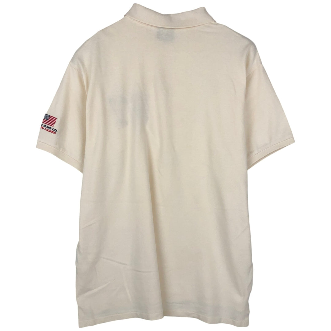 Ralph Lauren POLO JEANS COMPANY short sleeve polo shirt, men's size L cotton unbleached Vintage Second Hand