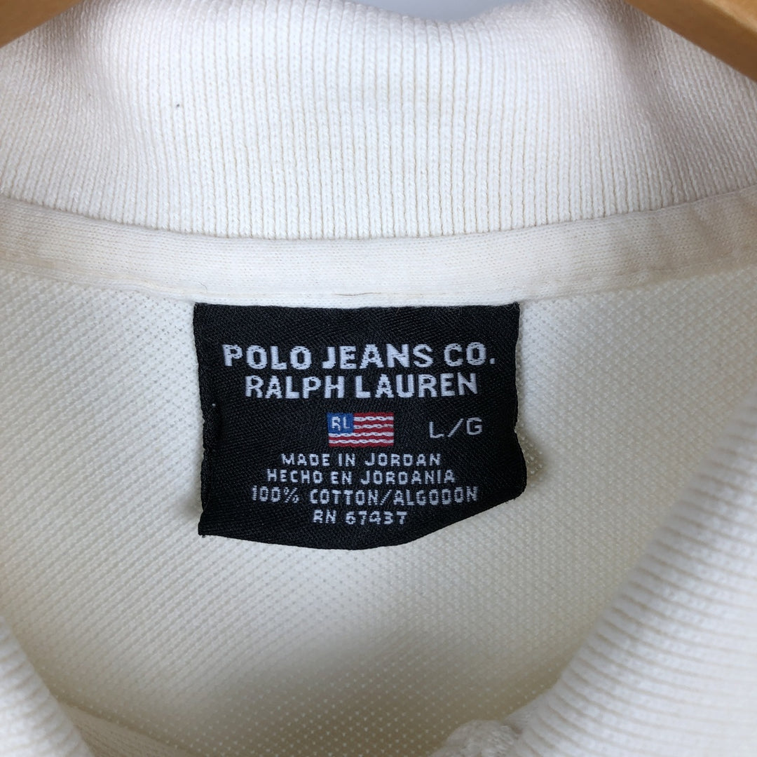 Ralph Lauren POLO JEANS COMPANY short sleeve polo shirt, men's size L cotton unbleached Vintage Second Hand