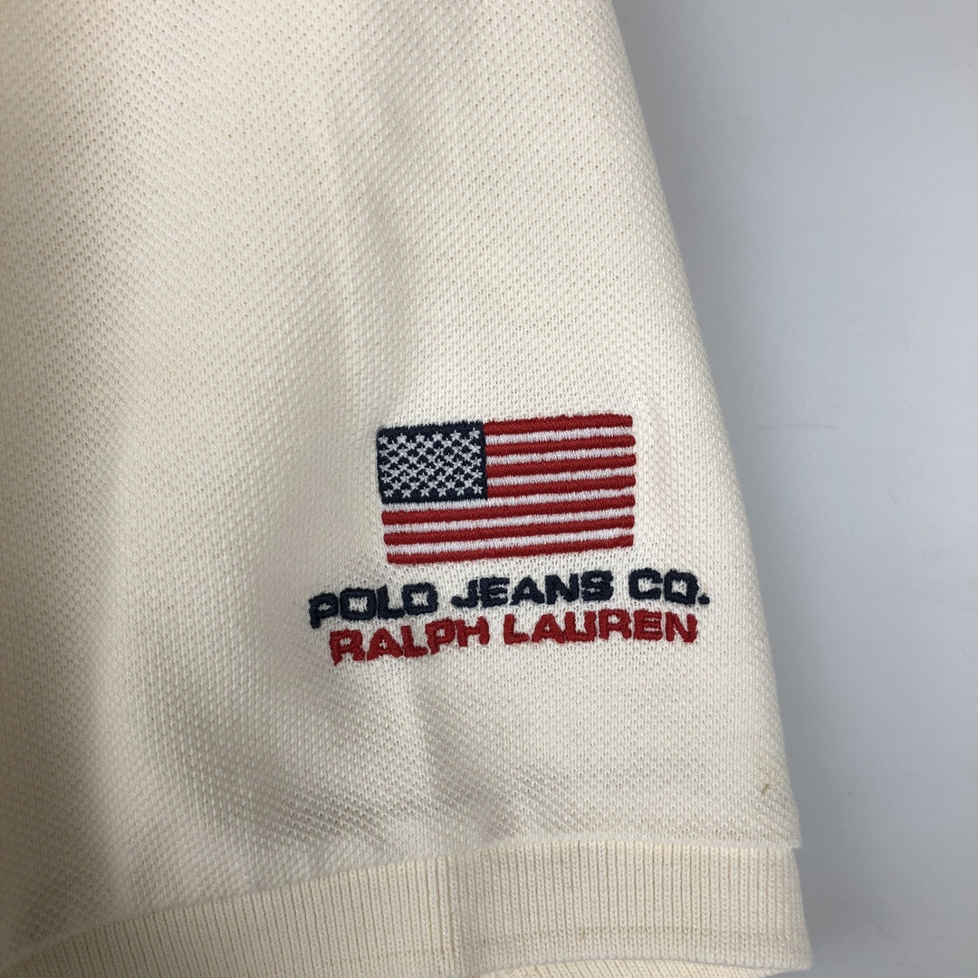 Ralph Lauren POLO JEANS COMPANY short sleeve polo shirt, men's size L cotton unbleached Vintage Second Hand