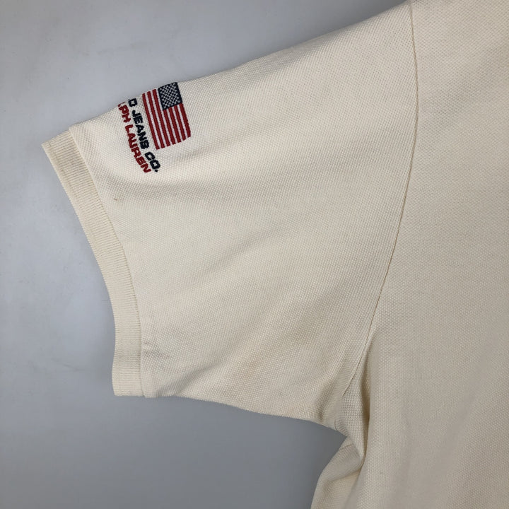 Ralph Lauren POLO JEANS COMPANY short sleeve polo shirt, men's size L cotton unbleached Vintage Second Hand