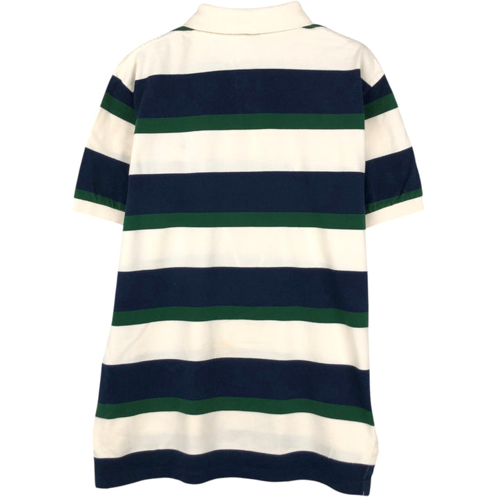 Ralph Lauren POLO by Ralph Lauren Multi-border short sleeve striped polo shirt Men's size L cotton white type Vintage Second Hand