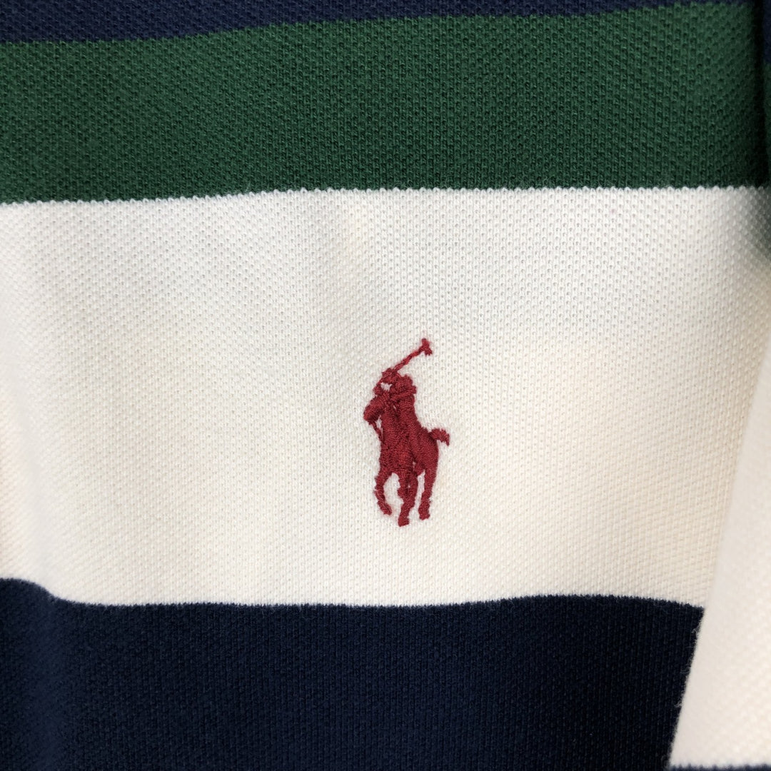 Ralph Lauren POLO by Ralph Lauren Multi-border short sleeve striped polo shirt Men's size L cotton white type Vintage Second Hand