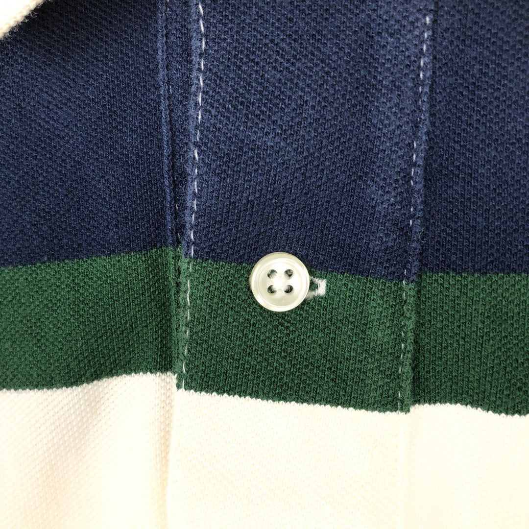 Ralph Lauren POLO by Ralph Lauren Multi-border short sleeve striped polo shirt Men's size L cotton white type Vintage Second Hand