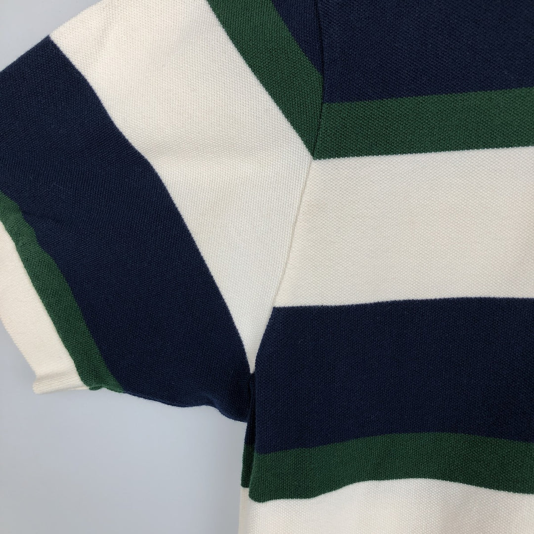 Ralph Lauren POLO by Ralph Lauren Multi-border short sleeve striped polo shirt Men's size L cotton white type Vintage Second Hand