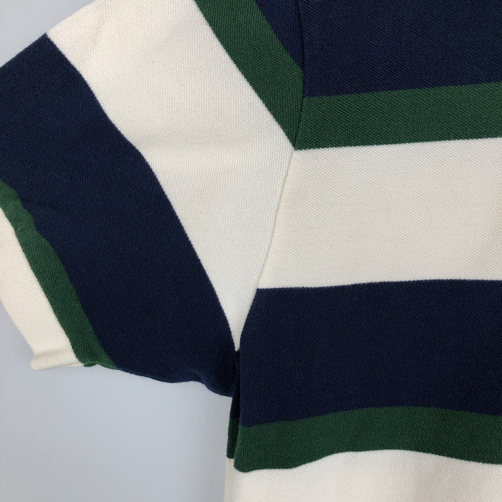 Ralph Lauren POLO by Ralph Lauren Multi-border short sleeve striped polo shirt Men's size L cotton white type Vintage Second Hand