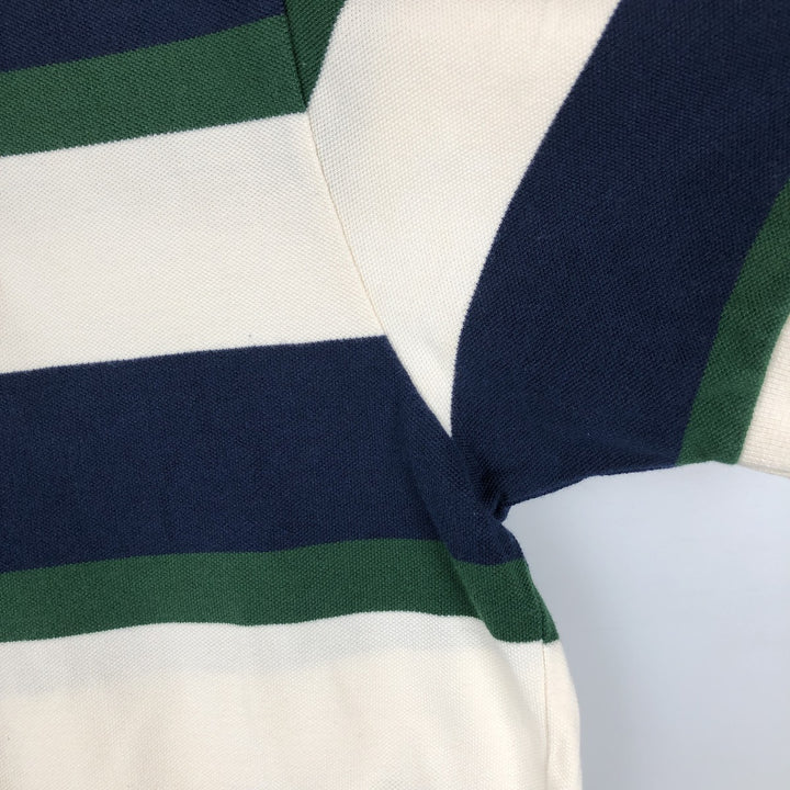 Ralph Lauren POLO by Ralph Lauren Multi-border short sleeve striped polo shirt Men's size L cotton white type Vintage Second Hand