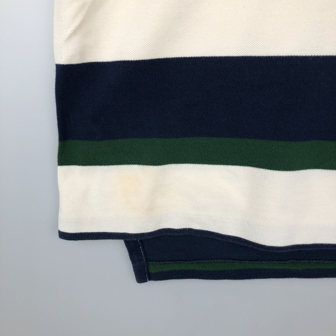 Ralph Lauren POLO by Ralph Lauren Multi-border short sleeve striped polo shirt Men's size L cotton white type Vintage Second Hand