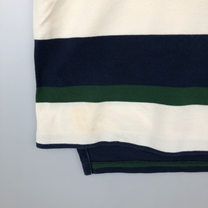 Ralph Lauren POLO by Ralph Lauren Multi-border short sleeve striped polo shirt Men's size L cotton white type Vintage Second Hand